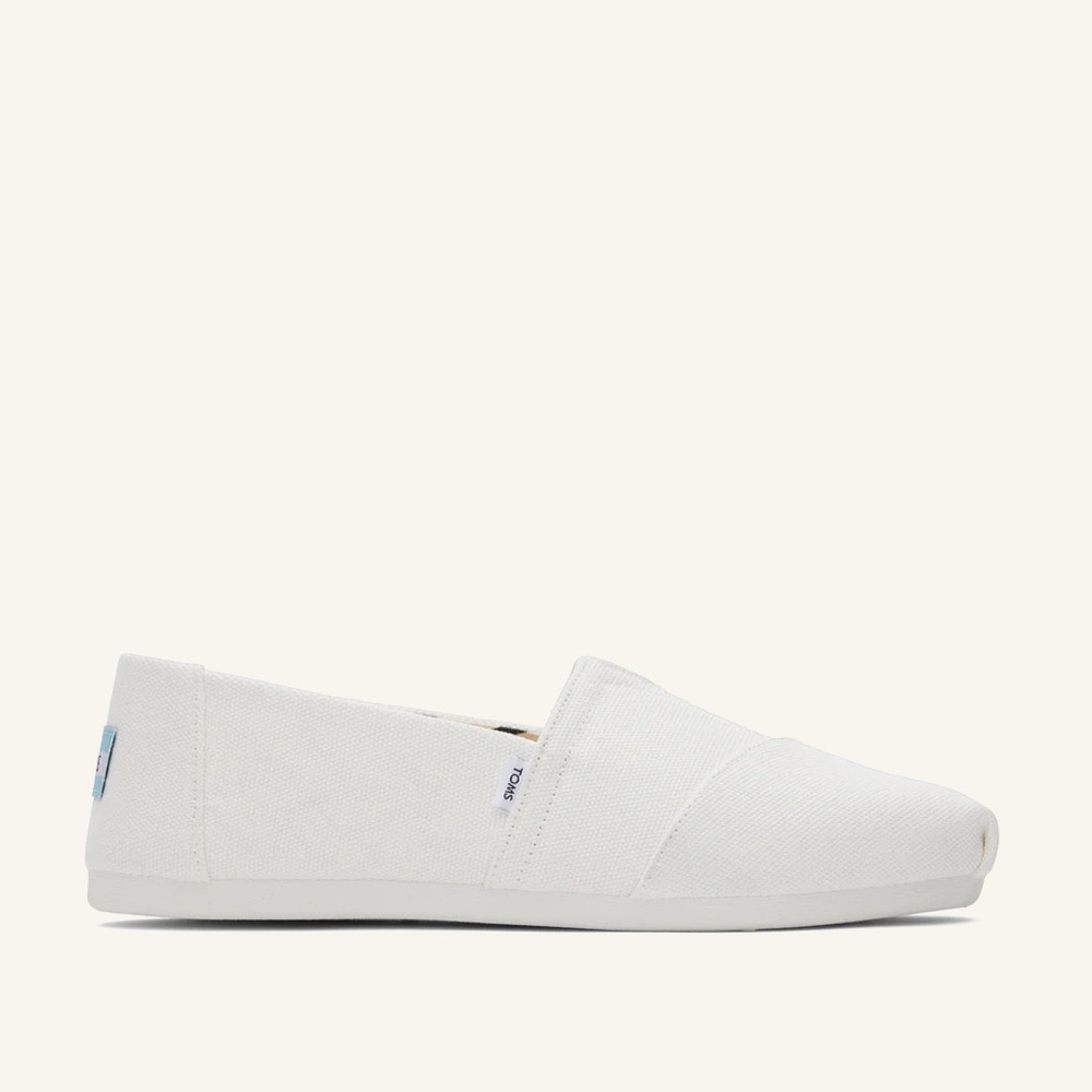 Toms White Canvas Slip-On Loafers